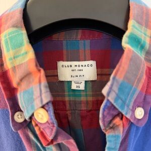 Club Monaco Multicolor Plaid Casual Button Down Shirt